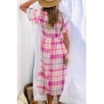 thumbnail image 4 of a.Jesdani Chic Pink Plaid Midi with Puff Sleeves: Effortless Elegance, 4 of 8