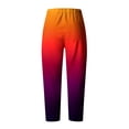 thumbnail image 3 of Trendy Ladies Long Pants Spring Fashion Olyvenn Loose Relaxed Daily Women's Casual Pocket Slim High Elastic Waist Print Sports Cotton And Linen Pants Orange 12, 3 of 4