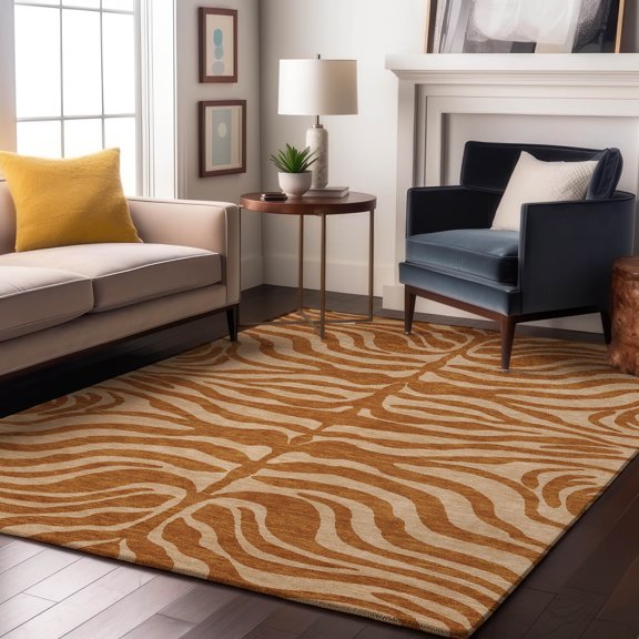 Addison Rugs Mayfield Premium Machine Washable Transitional Animal Print Paprika Rectangle Rug, 10' x 14'