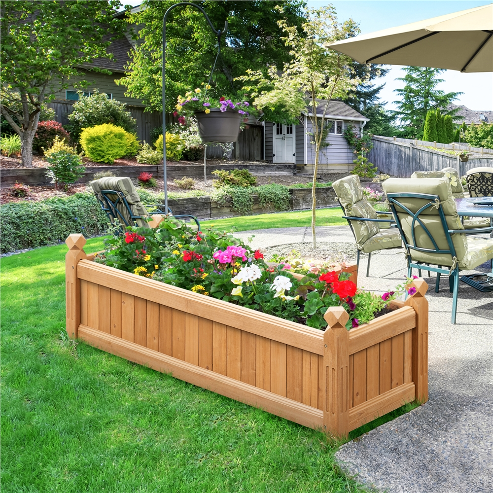 Renwick Set of 2 Wooden Raised Garden Bed for Yard Patio Greenhouse Light Brown