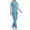 Blue, variant on Women Scrubs Set Solid Color Loose Work Outfits Zipper Short Sleeve V-Neck Blouses Stretchy Pants Nursing Uniform Sets Blue M