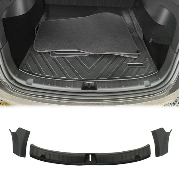 Ikon Motorsports Rear Bumper Guard Compatible With 2020-2023 Tesla Model Y, Black  TPE PP Interior Rear Bumper Protector Sill Plate Trim Accessories 3PCS