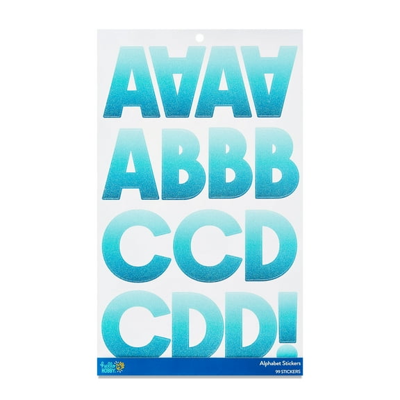 Hello Hobby Extra Large Blue Glitter Alphabet Stickers, Letter Icons, 99 Count