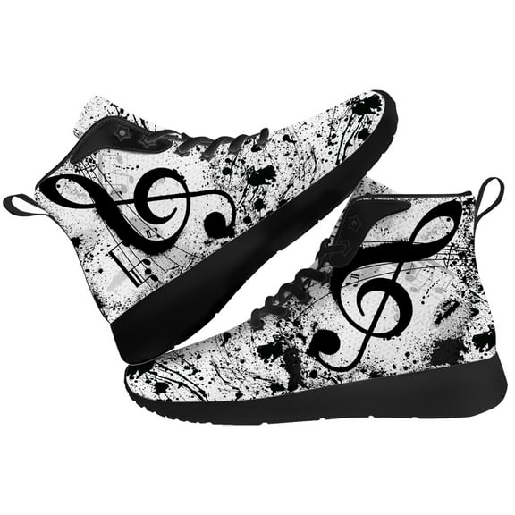 Aidianart Womens Music Note High Top Sneakers High Top Shoes Size 6