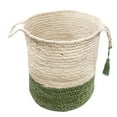 thumbnail image 4 of LR Home Woven Round Jute 19" Storage Basket with Handles, Green/White Stripe, 4 of 8