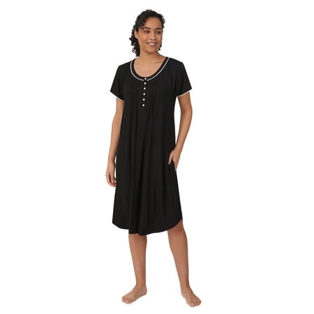 

Aria Women’s and Women’s Plus Scoop Neck Henley Nightgown 40”