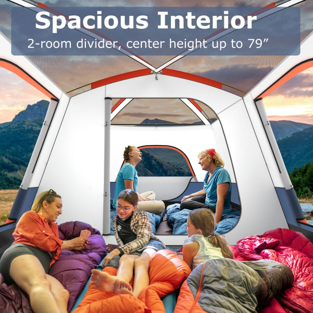 Spaco 8-10 Person Camping Tent with Double Rooms and 2 Doors, Camping Tent for Outdoor as Garden, Yard, Navy