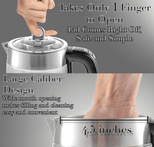 [Factory Store] QUEEN SENSE SpeedBoil Cordless Electric Kettle Glass Tea, Double Wall Coffee Pot 1.7 Liter Cordless with LED Light, BPA-Free with Auto Shut-Off and Boil-Dry ProtectionGK1501