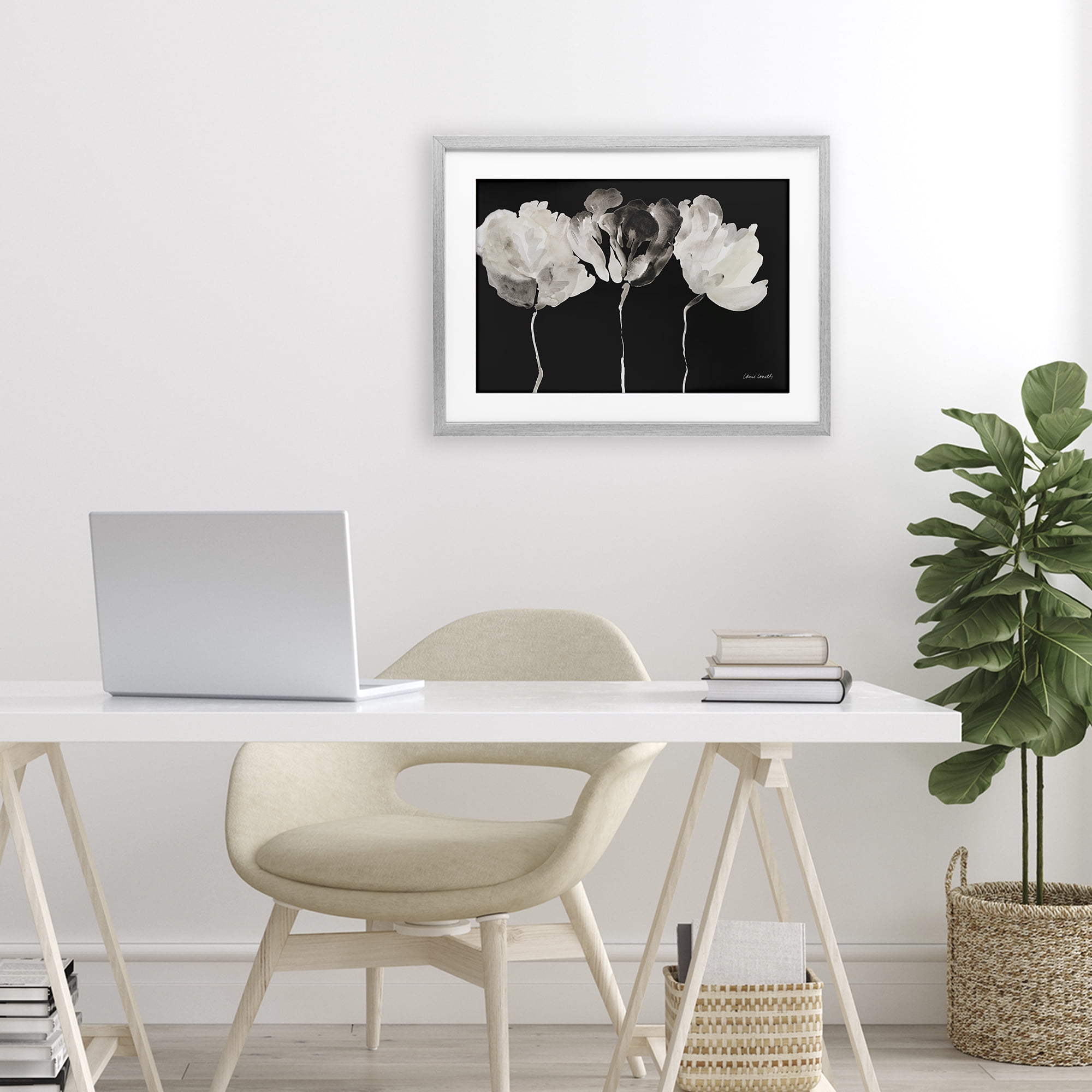 Stupell Industries Trio In Light On Black Gray Framed Print Under Glass, design by Lanie Loreth