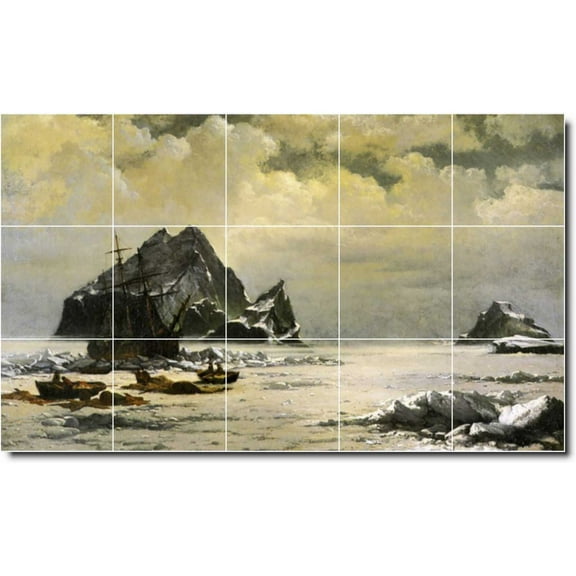 Ceramic Tile Mural-William Bradford Waterfront Painting 402. 21.25" w x 12.75" h using (15) 4.25 x 4.25 ceramic tiles