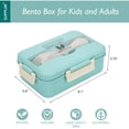 thumbnail image 5 of TEAMD Bento Box For Adults Lunch Box With 3 Compartment,Wheat Fiber Leak Proof Food Container With Spoon & Fork,1200ML Lunch Boxes Containers For Men Women (Blue), 5 of 6