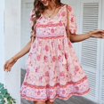 thumbnail image 3 of Vestido Corto Floral Demonsen Cuello en V con Dobladillo con Volantes, 3 of 5
