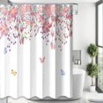thumbnail image 1 of Cortina de ducha DEKAXID con diseño de hojas y flores de acuarela, color verde, para baño, decoración artística para el hogar, tela con gancho, 1 of 6
