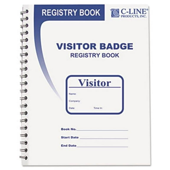 C-Line  Visitor Badges with Registry Log  2 x 3 .5  White  150-BX