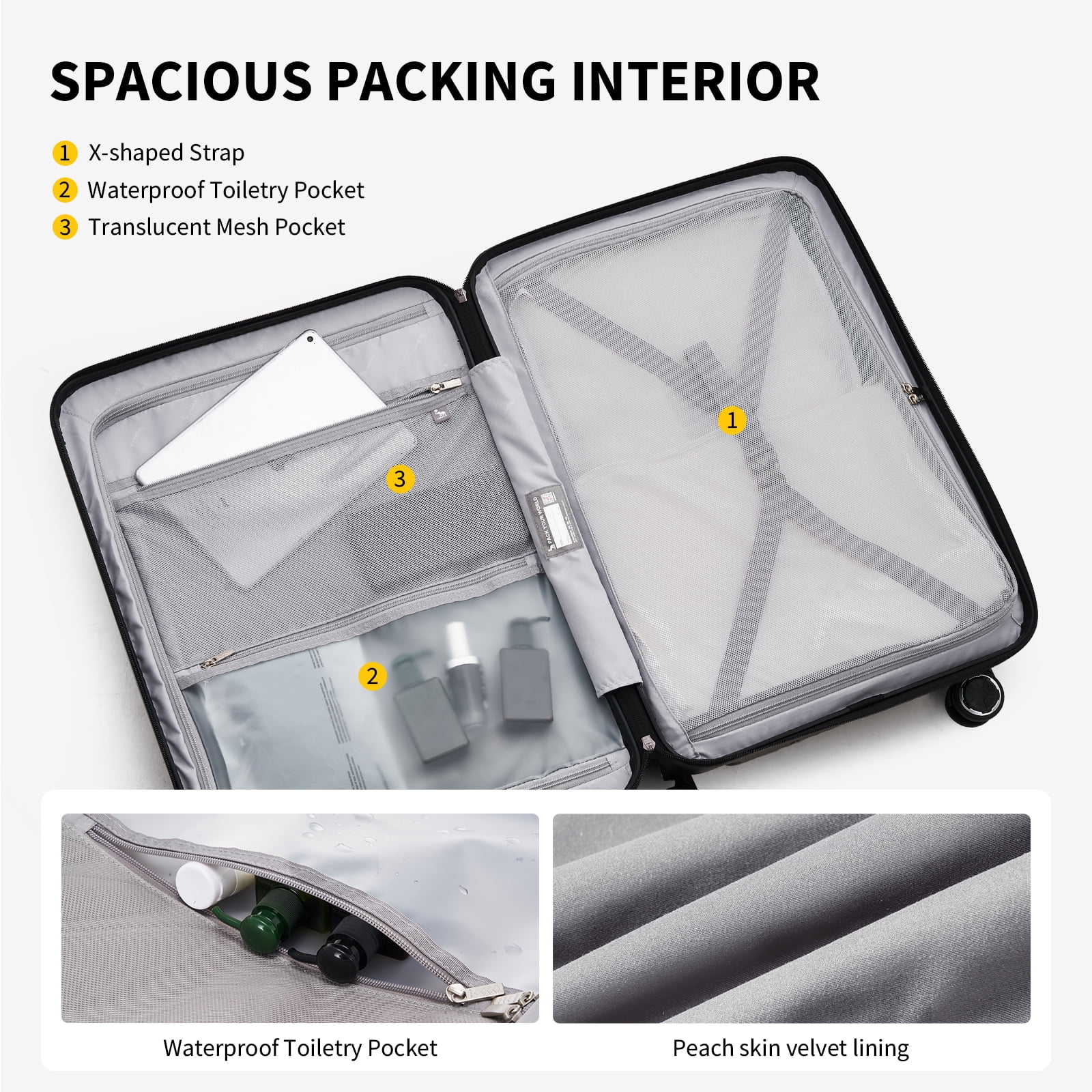 OIWAS 20 Inch  Hard-Shell Spinner Carry-on Luggage with TSA Lock