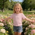 thumbnail image 6 of Gunia Solid Color T Shirts For Toddler Girls Size 2-3 Years Short Sleeve Crew Neck Light Pink Ruffled Tops Infant Girls Summer Breathable Tees, 6 of 7