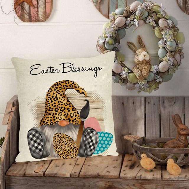 Fiudx Liquidación De Ahorros De Verano Funda De Almohada De Lino Del Día De Pascua Para Decoración Del Hogar 18X18 Pulgadas