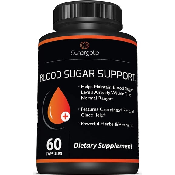 Sunergetic Blood Sugar Support Supplements with Bitter Melon and Chromium, 60 Count