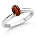 thumbnail image 2 of Gem Stone King 0.57 Ct Oval Red Garnet 925 Silver and 10K Yellow Gold Solitaire Engagement Ring (Size 7), 2 of 4