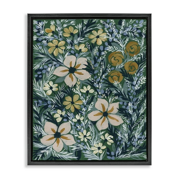 Stupell Industries Summer Boho Florals Botanical & Floral Painting Black Floater Framed Art Print Wall Art, 17 x 21