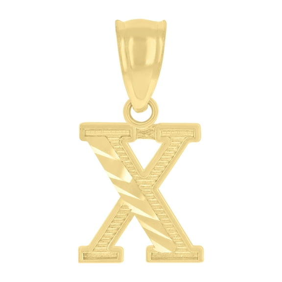 10kt Real Yellow Gold Unisex Initial Letter "X" Charm Pendant