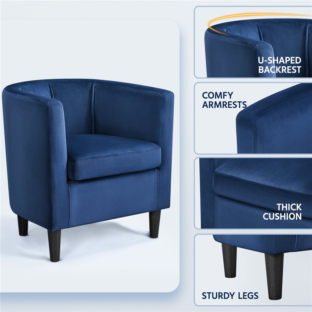 Alden Design Upholstered Accent Chair for Livingroom, Blue Velvet