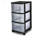 3 Drawer Organizer Cart Black Plastic Craft Storage Container Rolling