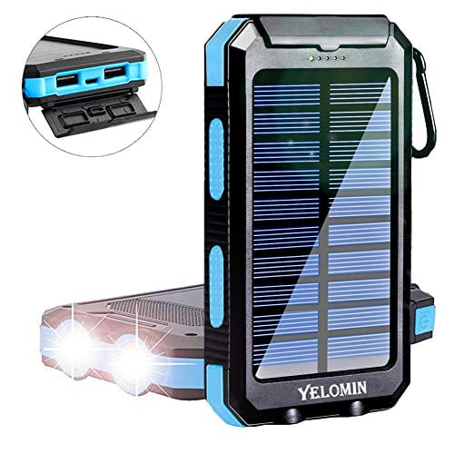 Portable Waterproof Solar Power Bank Phone Dual USB Charger Camping Work Light 