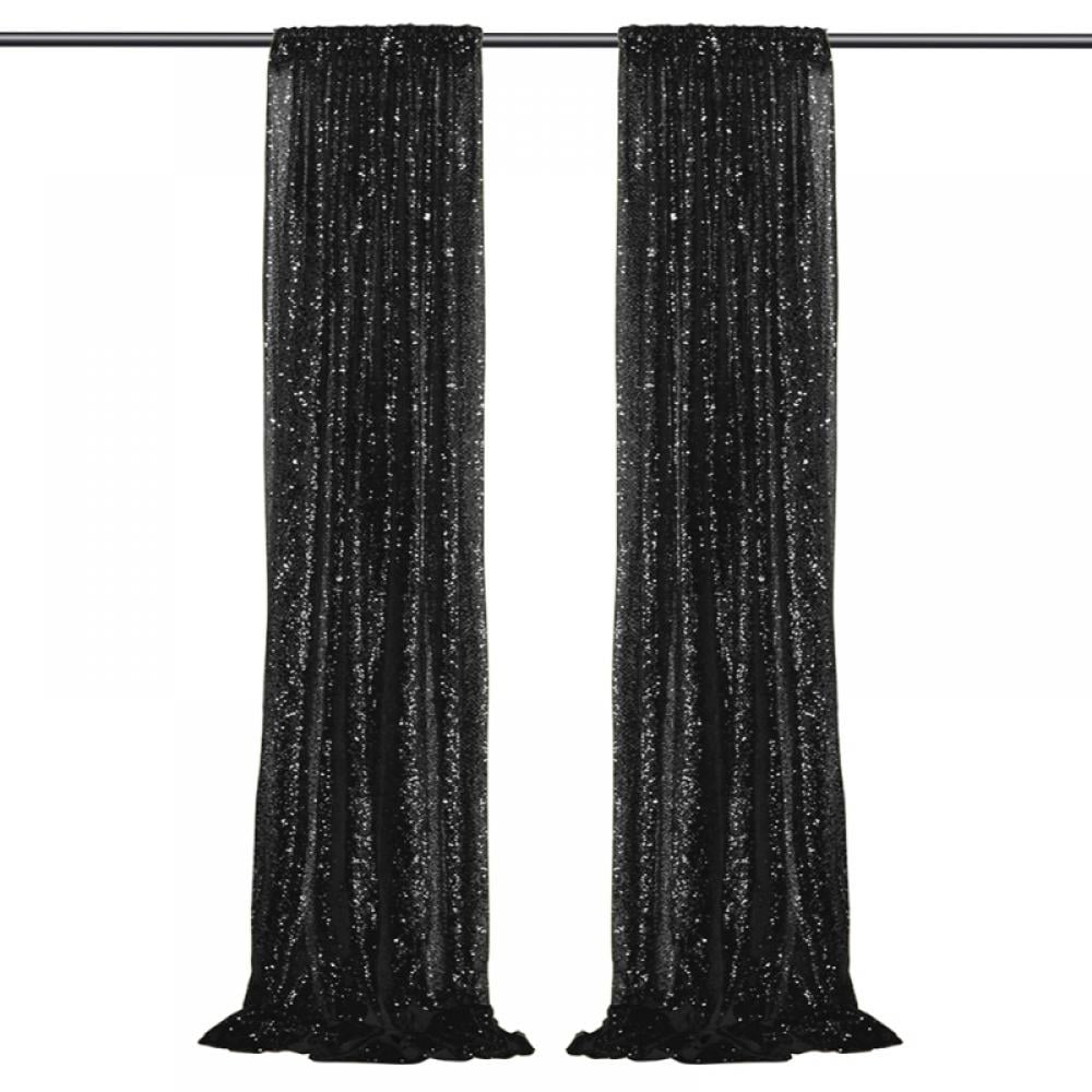 Sequin Curtain 2 Panels 2x8FT Fuchsia Pink Sequin Backdrop Glitter Curtains 