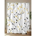 thumbnail image 4 of Shower Curtains Yellow Black Leaves Bath Curtain Simple Style Plant Waterproof Bathroom Shower Curtain Set with Hooks Decoration 36 x 72 Inches, 4 of 7