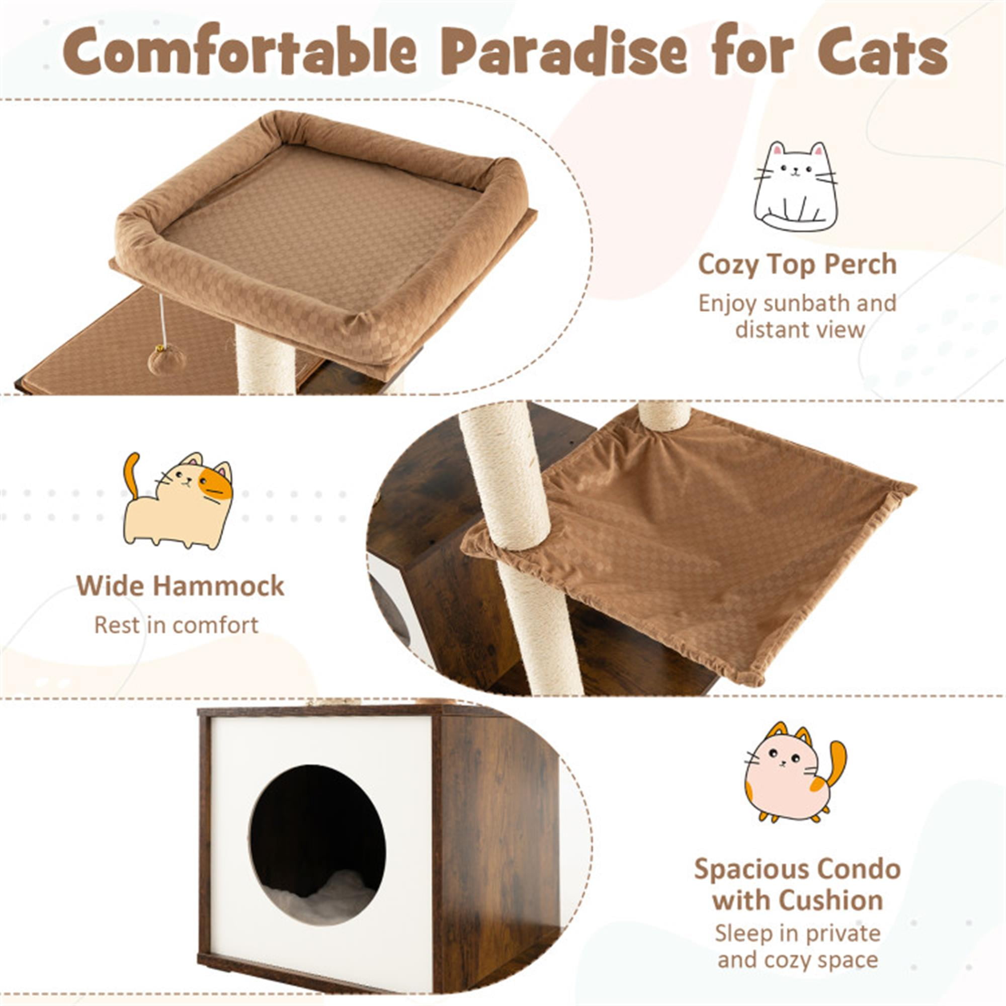 Pefilos 53" Modern Cat Tree Tower for Indoor Cats, Multi-Level Cat Condo with Scratching Posts, Perch, Washable Removable Cushions, Cat Tree House, Brown Pefilos 53" Modern Cat Tree Tower for Indoor Cats, Multi-Level Cat Condo with Scratching Posts, Perch, Washable Removable Cushions, Cat Tree House, Brown