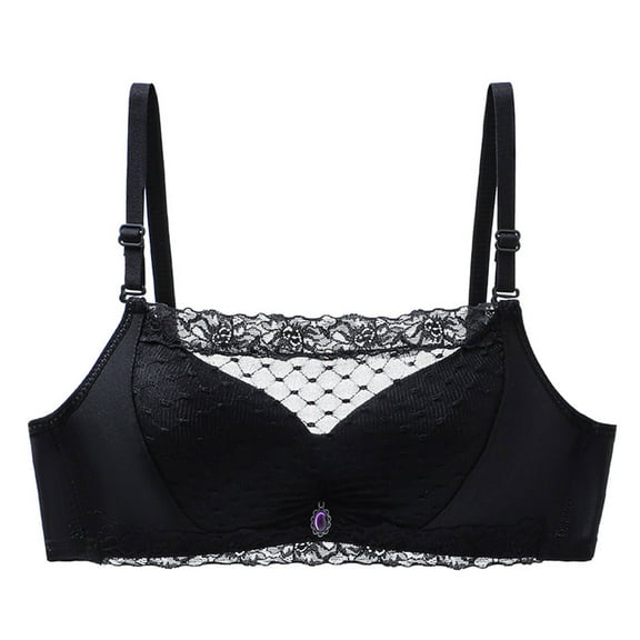 Amidoa Push-up Bras for Women Lace Underwire Black Pullover Bandeau Women Lingerie L