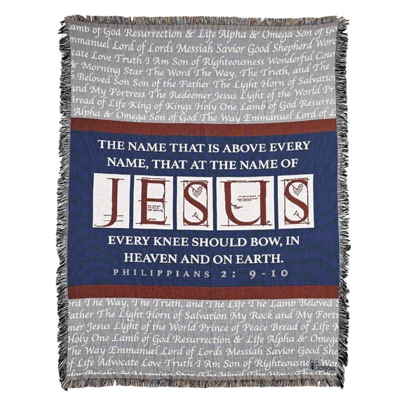 Dicksons FAB-3133 Name Above Every Name Grey, Red, and Blue 68 x 50 Inches Cotton Fringe Throw Blanket