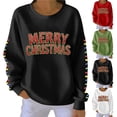 thumbnail image 1 of Yteetum Chandail en Molleton Joyeux Noël pour Femmes, Col Rond Surdimensionné, Tricot Côtelé, Chandail Sans Capuche, Haut Décontracté, Imprimé Graphique de Noël, Col Rond, Manches Longues, Ample, 1 of 4