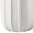 thumbnail image 4 of Elle 12 Inch Round Ceramic Vase with Embossed Vertical Lines, White, 4 of 5