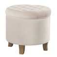 thumbnail image 4 of Button Tufted Velvet Upholstered Wooden Ottoman with Hidden Storage Light Pink and Brown - Saltoro Sherpi, 4 of 8
