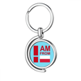 thumbnail image 1 of I Am From Poland Art Deco Fashion Rotating Keychain Metal Keyring Holder, 1 of 2