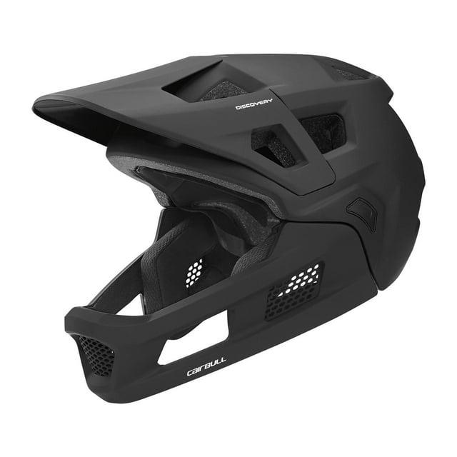 Casco de bicicleta de cara completa, ventilación transpirable con almohadilla de barbilla desmontable, cómodo para adultos casco de bicicleta, casco Negro