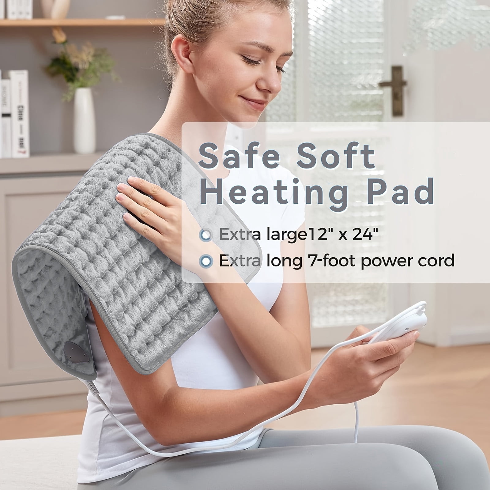Electric Heating Pad for Back Pain & Cramps Relief, Electric Throw, Auto Shut Off, Machine Washable, Moist Heat Pad for Neck & Shoulder - Valentines Day Gifts for Her 33×17"