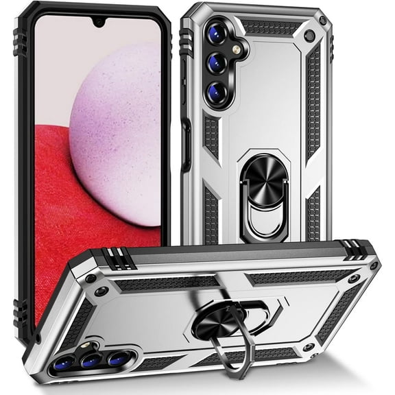 for Galaxy A14 5G Case, Samsung A14 5G Case with Kickstand Full Body Heavy Duty  Shockproof Rugged Military Grade Protective Case for Samsung Galaxy A14 5G Silver