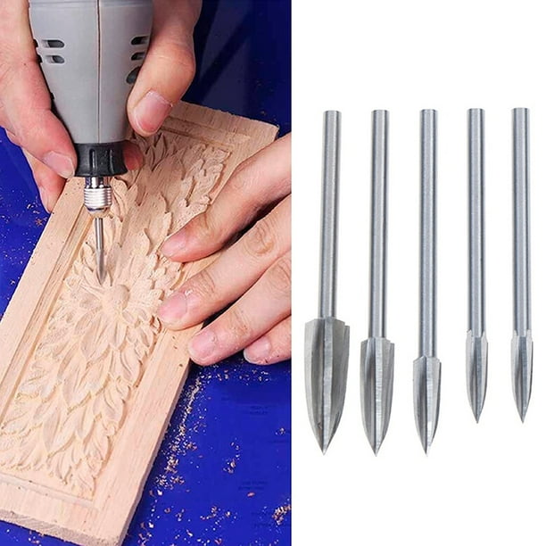5Pcs Set Wood Carving And Engraving Drill Bit Milling Cutter Root