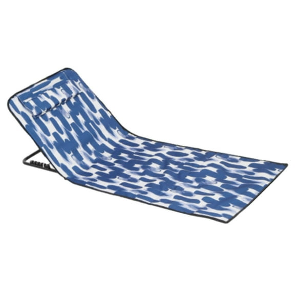 S SERENABLE Folding Beach Chair with Adjustable Backrest Beach Seat Cushion Lounge Chair Blue White Graffiti