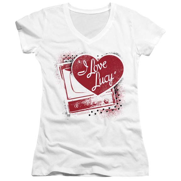 I Love Lucy Spray Paint Heart Junior Women's T-Shirt V-Neck White