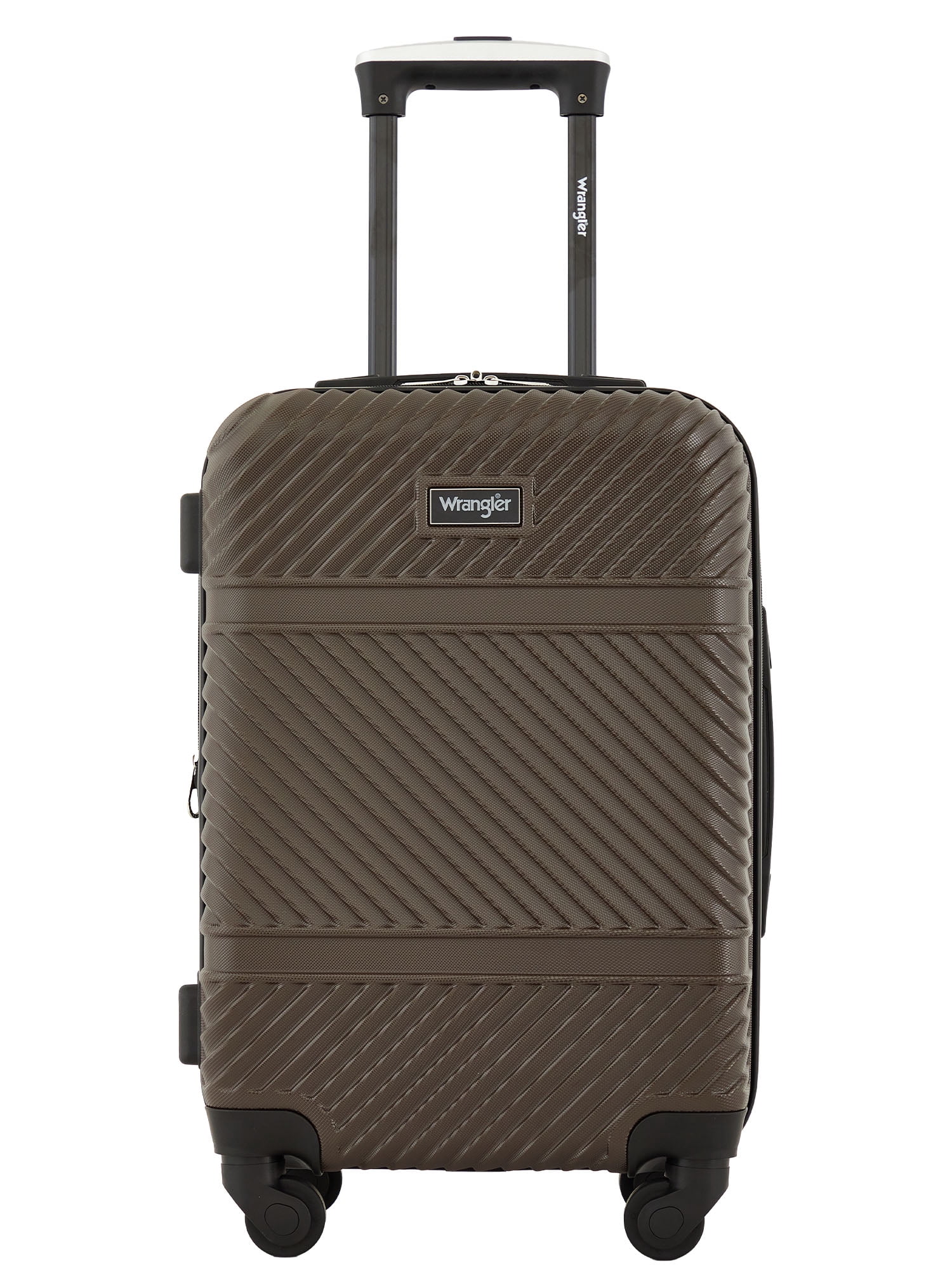 Wrangler 4 Piece Expandable Hardside Spinner Luggage Set with Packing Cubes, Brown