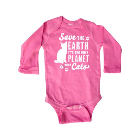 

Inktastic Save the Earth It s the Only Planet with Cats with Pawprints Gift Baby Boy or Baby Girl Long Sleeve Bodysuit