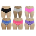 thumbnail image 2 of Just Intimates Boylegs / Panties for Women (Pack of 6) (Galloon Lace/ Solid Microfiber, X-Small), 2 of 4