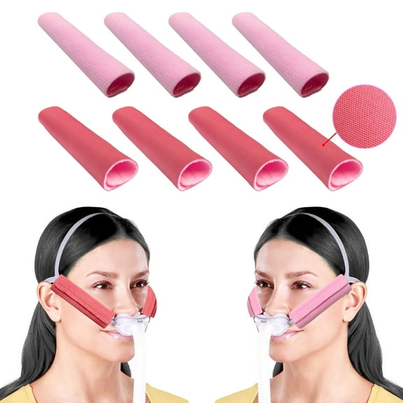 NATAKU８Pack Satin Strap Covers, Breathable Silk Cushions for CPAP Mask Headgear, Universal and Reusable Fleece Comfort Pad - Pink
