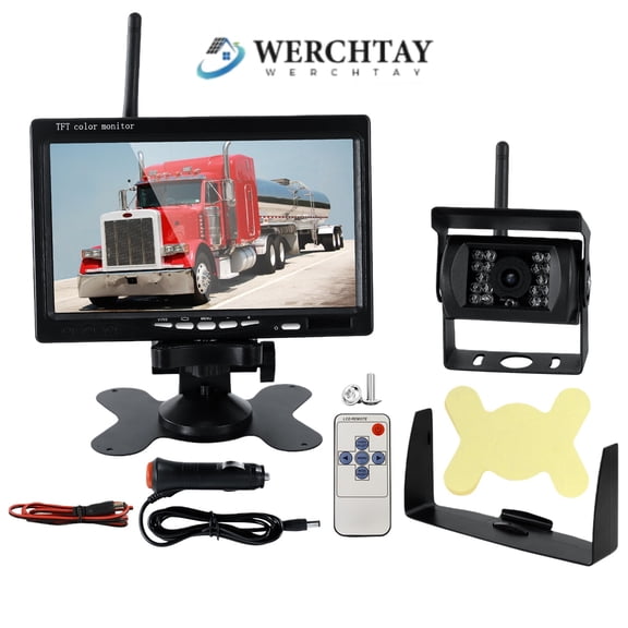 WERCHTAY 1080P Wireless Rear View Backup Camera 7" Car Monitor for Trailer Truck US