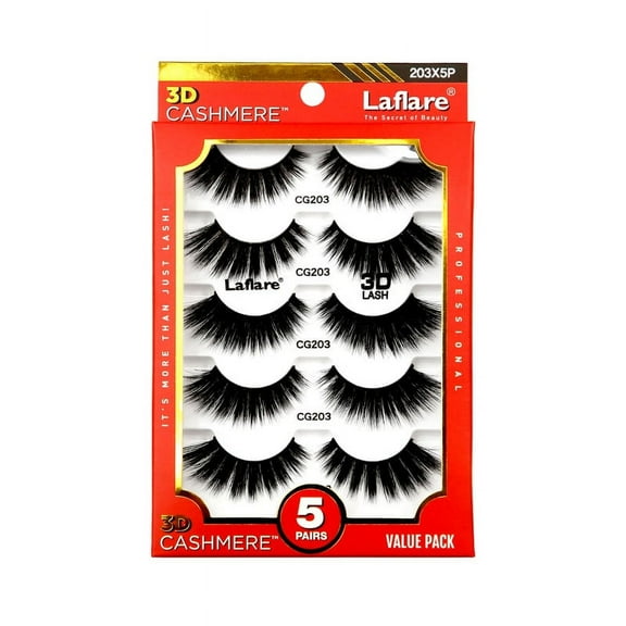 Laflare 3D Cahsmere False Eyelashes,Ultra soft & Cruelty free 5 Pairs