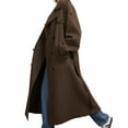 thumbnail image 3 of Abrigo de Invierno de Lana Cruzado para Mujer, Larga, Solapa, Midi, Tipo Gabardina, con Cinturón Marrón Oscuro M, 3 of 10